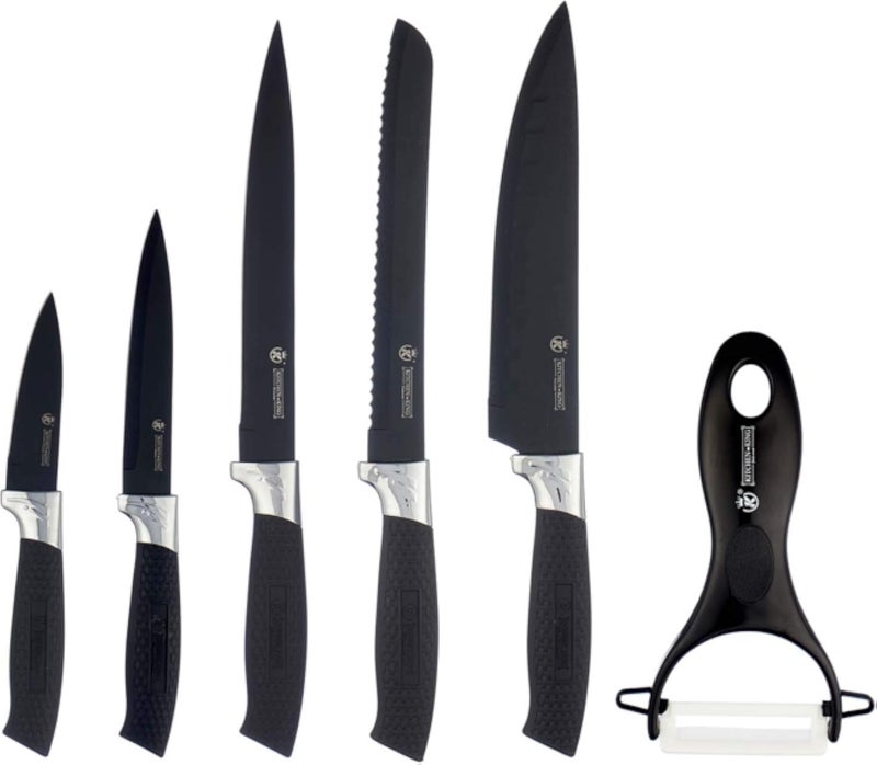 طقم سكاكين من الفولاذ المقاوم للصدأ من كيتشن كينج، 6 قطع - أسود